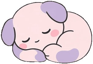 Woogie the mascot, curled up asleep